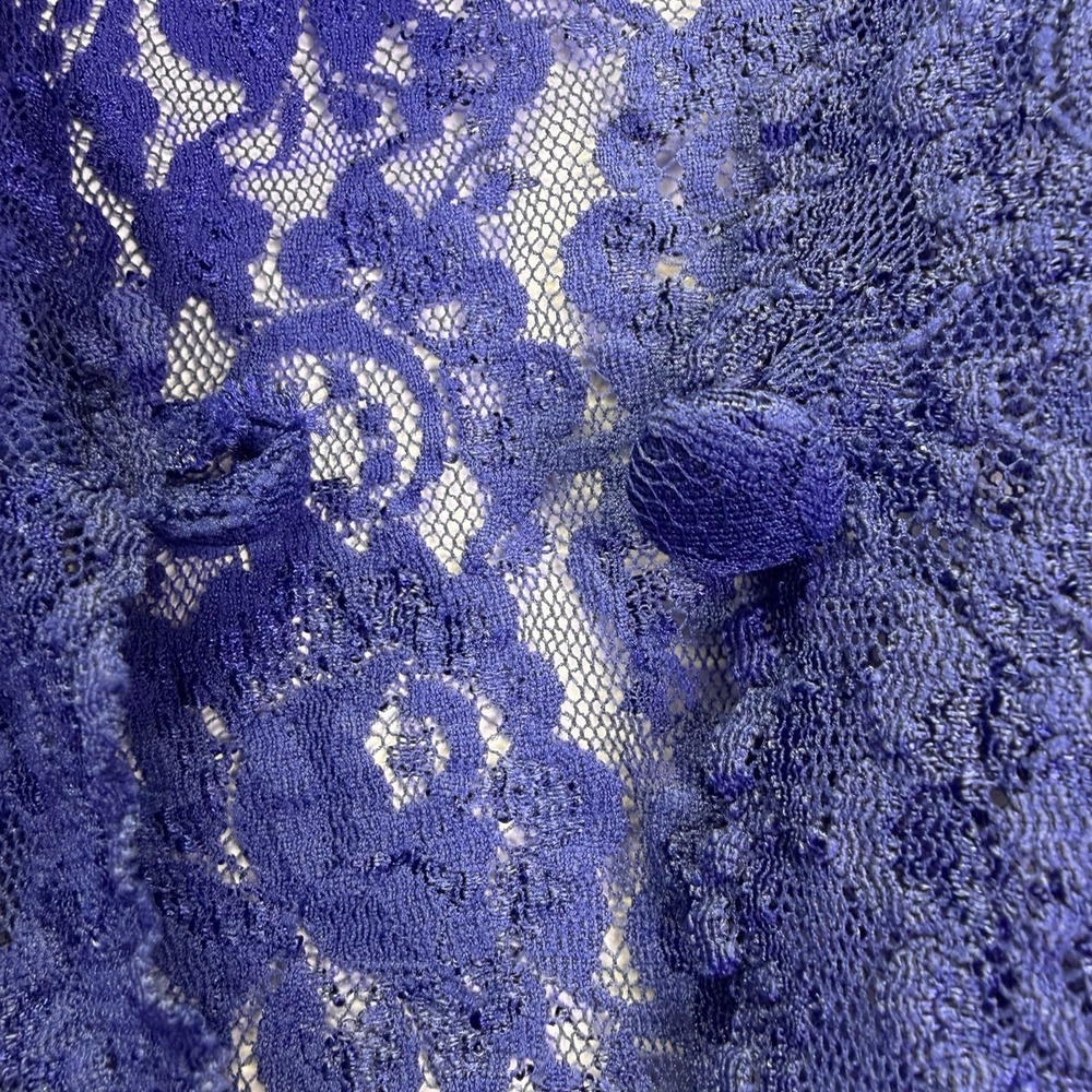 Vintage Dialogue Woman's Lace Blouse Cardigan Size L Royal Blue Feminine Layer‎ - Picture 7 of 12